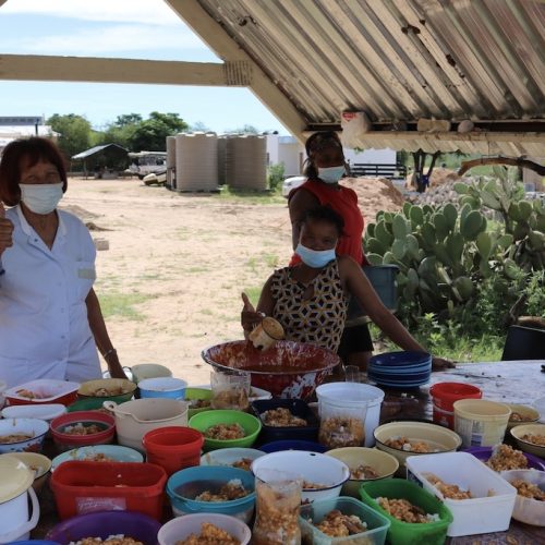Voedselpakketten voor de San moeder en kinderen in Namibie