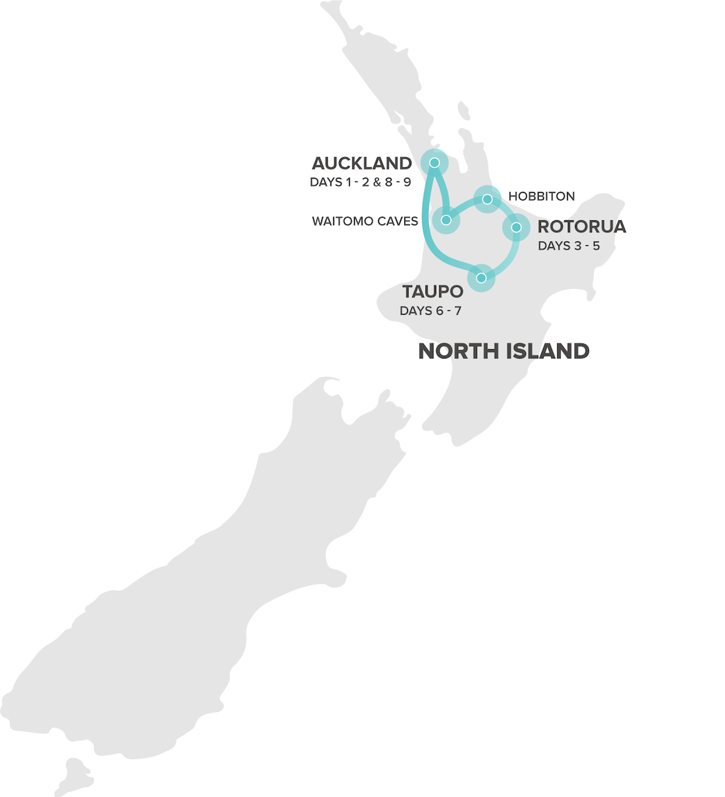 Nieuw-Zeeland Auckland Intro startpakket routemap