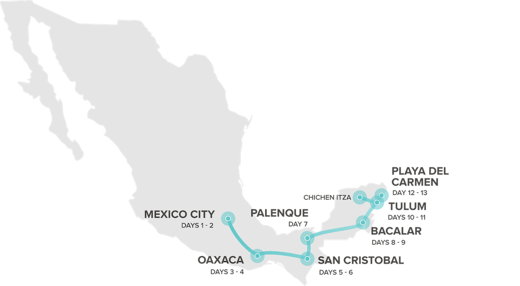 Mexico Grande Groepsreis Routemap