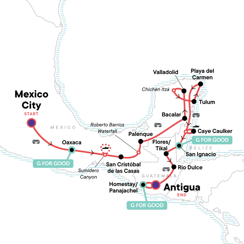 Routemap Mexico & Guatemala Budget Plus