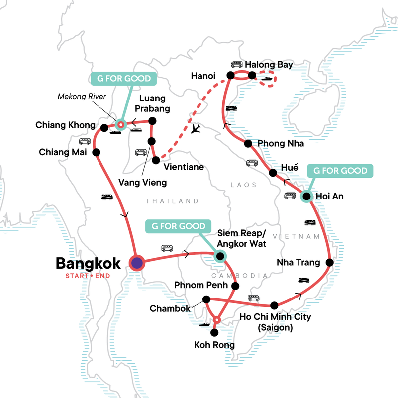 Routemap Zuidoost-Azie Adventure