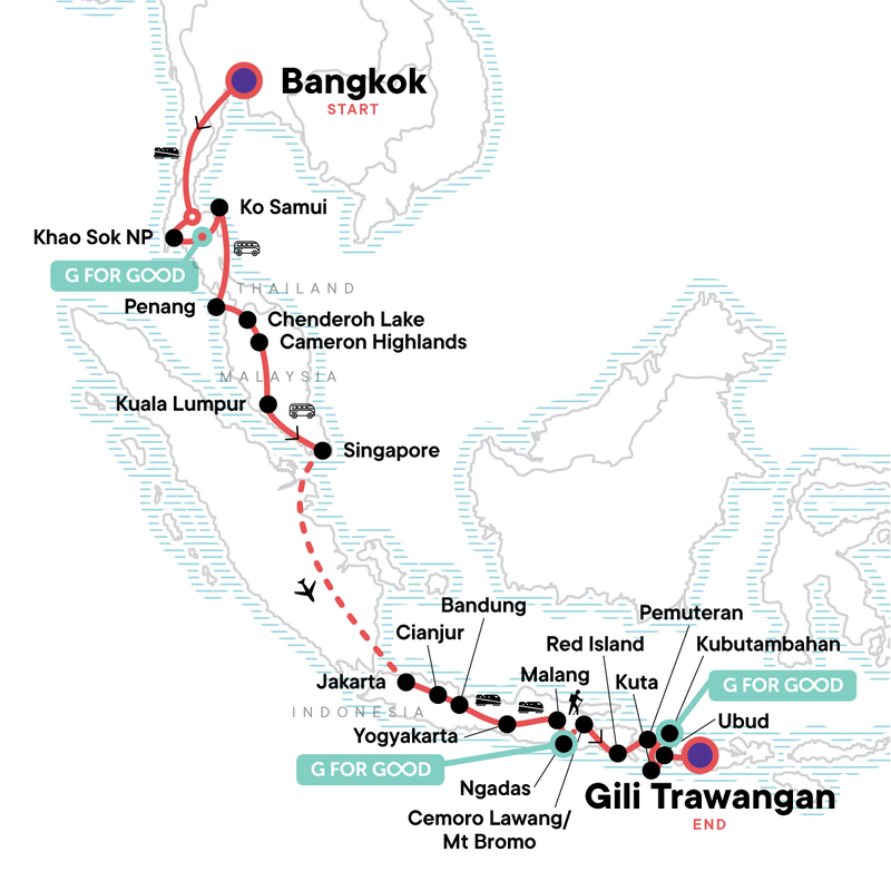 Routemap Zuidoost-Azie Explorer