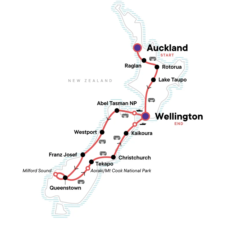 Routemap Frontal Nieuw-Zeeland