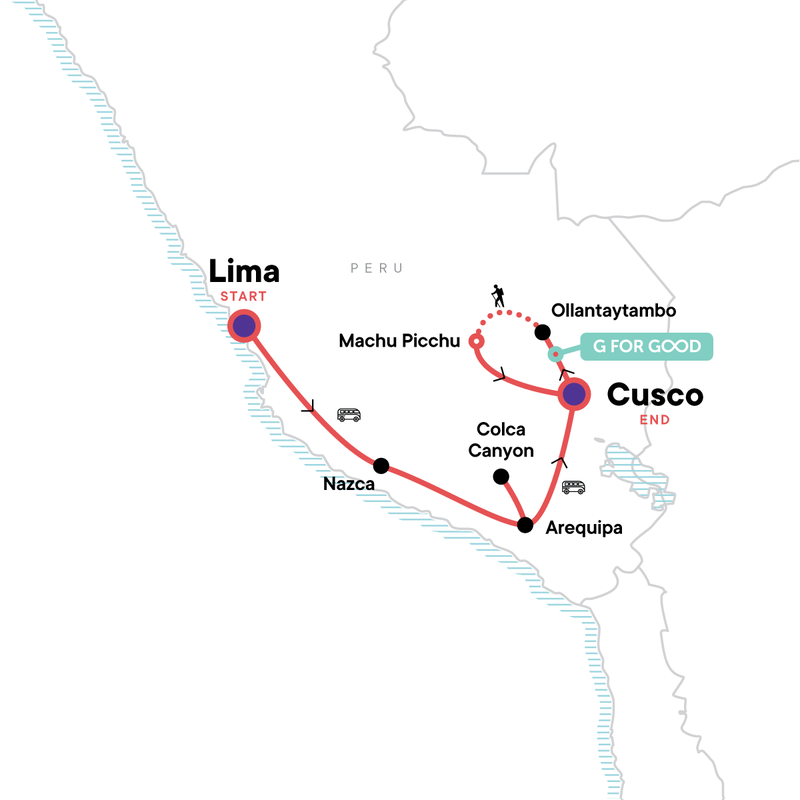 Peru Inca Groepsreis Routemap