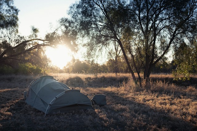 Swag op de camping in Australië