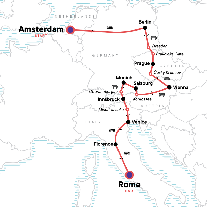 Routemap Europa Adventure Groepsreis