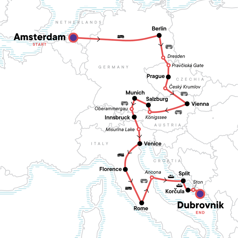 Routemap Europa Explorer Groepsreis