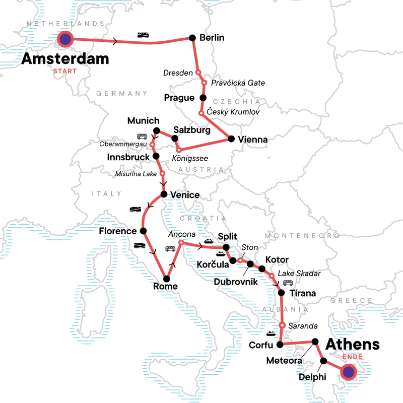Routemap Europa Ultimate Groepsreis