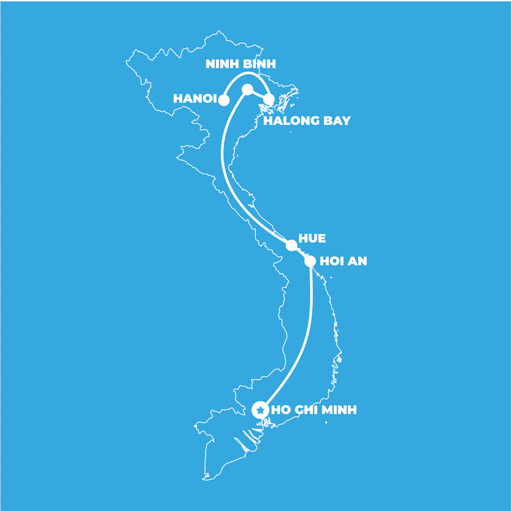 Vietnam Explorer Jongeren Groepsreis Routemap