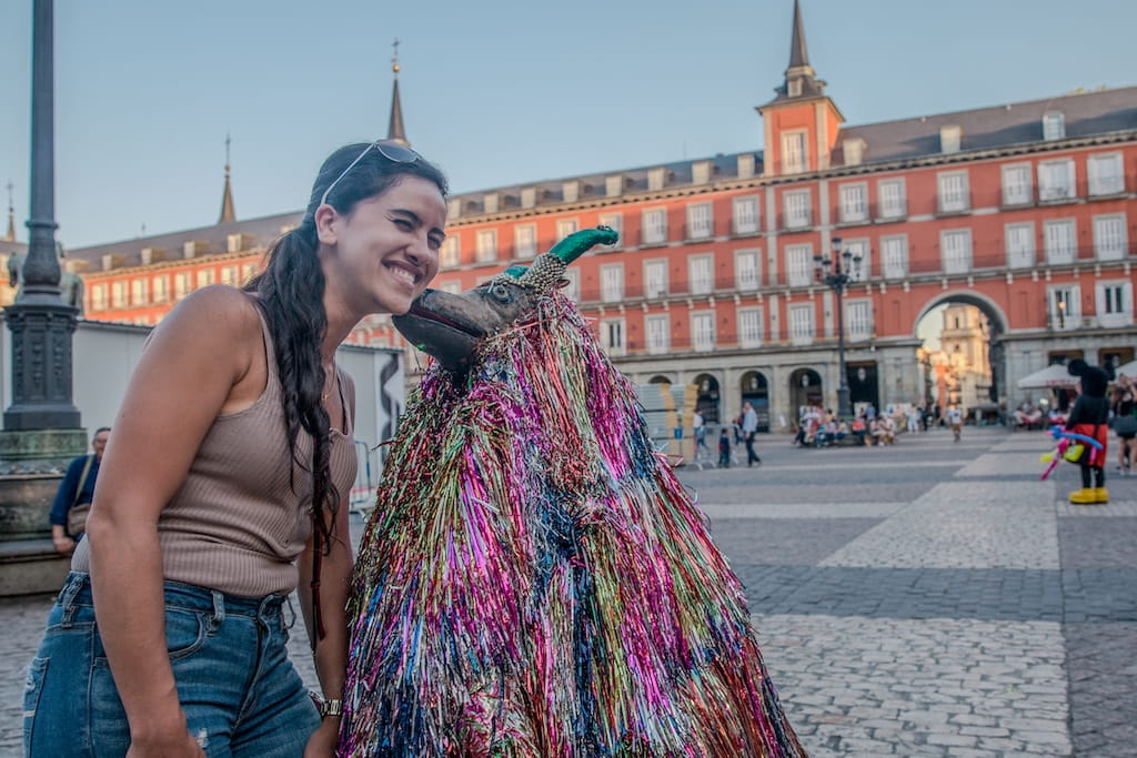 Op het plein in Madrid, Spanje