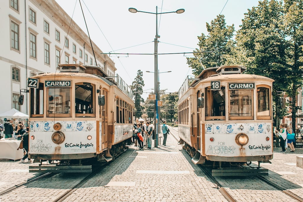 Oude trams in Porto Oude trams in Porto