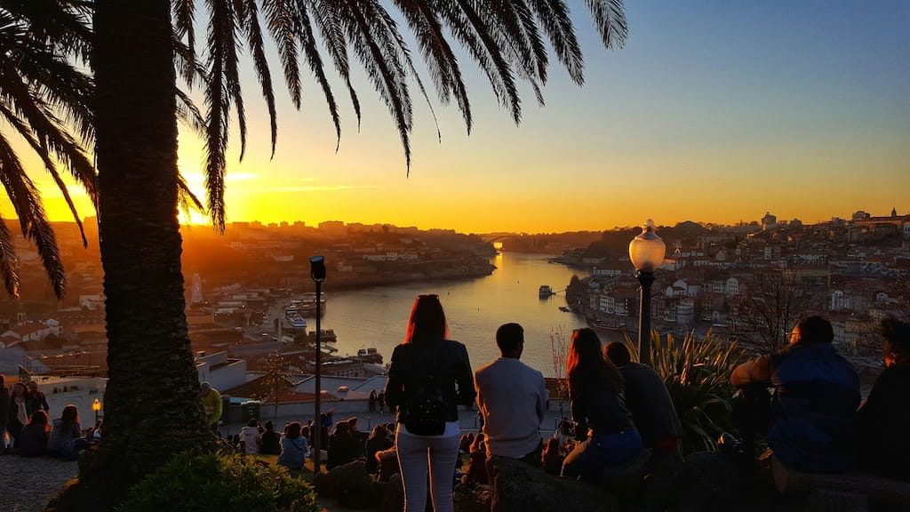 Zonsondergang uitzicht over Porto Zonsondergang uitzicht over Porto
